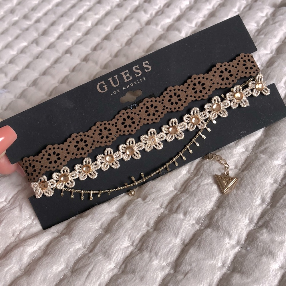 Set of 3 guess brand choker necklaces